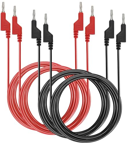 IGNPION 4pcs 2paires Câble de test banane à fiche banane, longueur de 2m | Câble en silicone souple pour multimètre , 4mm, 1000V/15A