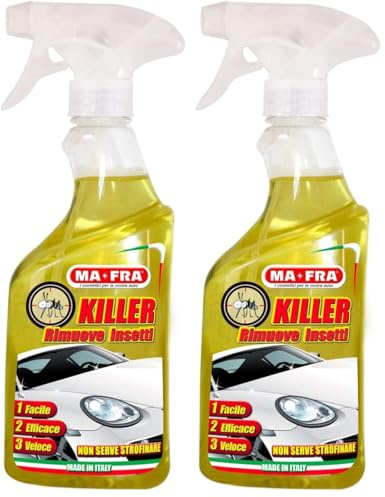 Ma-Fra, Killer, Detergente Spray per Auto, Elimina Macchie e Tracce di Insetti e Moscerini in modo Facile e Veloce Senza Strofinare, Formato da 500 ml (Confezione da 2)