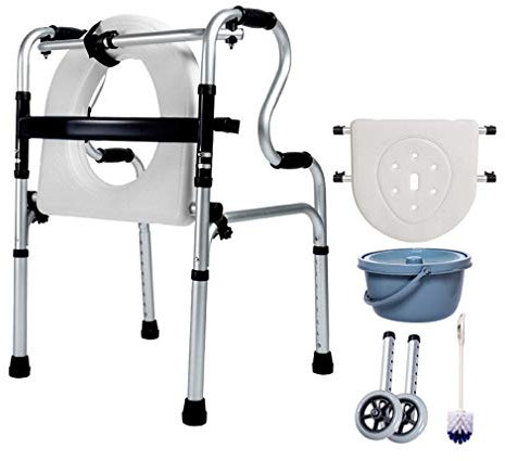 Klappbarer Dusch- Und Toilettenstuhl Mit Topf Für Senioren | Klappbarer Rollator Mit 2 Rädern – Höhenverstellbar – Gehgestell-Transportstuhl Mit Klappsitz, Mobilitätshilfe Für Ältere Erwachsene