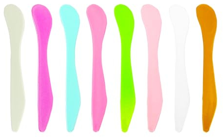 Wopanxye 24 Pack Cosmetic Spatula for Makeup Face Mask, Plastic Cream Spoon | Disposable Beauty Tools, 8 Color Scraper, Multipurpose DIY Mixing, Skincare, Sampling, Waxing, Handmade Facial Mask Lotion