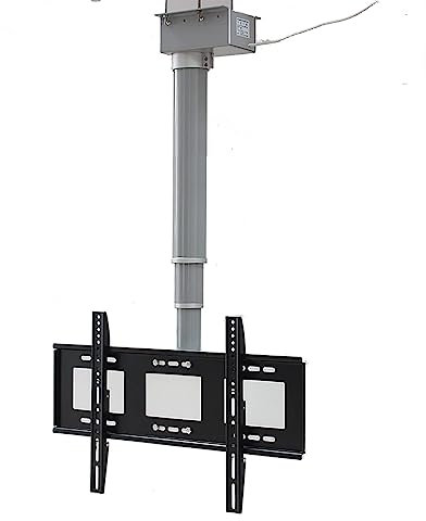 JDJXYNSRT Support TV Plafond - Élévateur TV électrique, Support TV réglable Compatible avec la Plupart des LED, pour téléviseur Grand écran de 26 à 70 Pouces, 2 méthodes d'installation, 120 cm