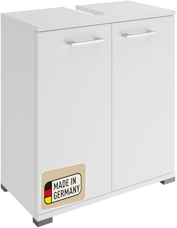 Probus Basic Badunterschrank 60 cm – Moderner Waschbeckenunterschrank in weißem Design mit viel Stauraum – Made in Germany, Weiß