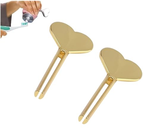 Edelstahl Zahnpasta Tubenpresse 2 Stück, Tubenquetscher Metall, Tubenquetscher für Alle Tube, für Alle Tuben Zahnpasta Haargel Handcreme Kosmetik (Gold 2 Stück)