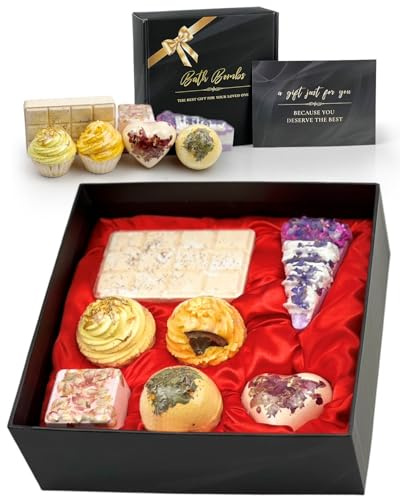 Badebomben Geschenkset 7 Stück, Kreatives Tortenstyling, Bio natürliche ätherische Öle, Handgefertigt, Hautpflege und Entspannung, Deluxe Badesalz Duschbomben Für Geburtstagsgeschenk Valentinstag