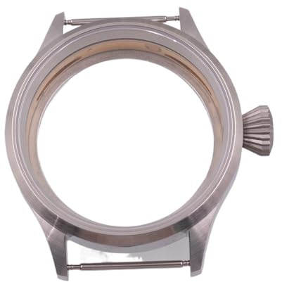 1 st glas kaffe/silver/svart klockfodral 44 mm passform ETA6497 6498 ST3600 urverkstillbehör(B)