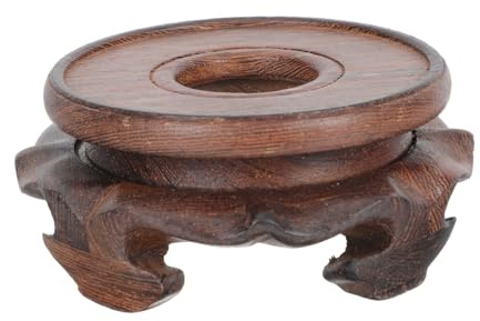 CLISPEED Wooden Flowerpot Pedestal Stand with Hollow round Shape, Brown Solid Wood Material, for Display Adornment and Holding Planters, for Home Decor and Gift