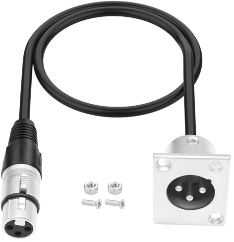 MEIRIYFA D-Typ XLR 3Pin Stecker auf Xlr Buchse Pass durch Mikrofonkabel, XLR Patch Panel Mount Steckverbinder Adapter für Bühne Box, Bodenbox, Audiogeräte - 60CM