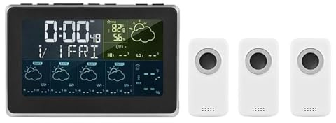 Estación Meteorológica Inteligente, Control por aplicación, Monitor Digital de temperatura y humedad, pronóstico del tiempo de 5 días, 3 modelos de despertador,Predecir con precisión(3 Sensor)
