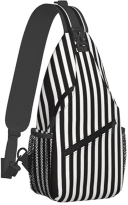 Brusttasche Schwarz-Weiße Streifen Slingtasche Mode Multipurpose Geschäft Schultertasche, Für Fitness, Schule, Klettern