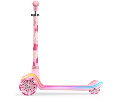 Jetson Twee 3-Wheel Light-Up Kick Scooter, Kids’ Scooter with LavaTech Deck Lights, Adjustable Handlebar Height, 4.7-Inch Wheels, Ages 3+, (Pink)