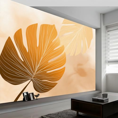 Wall Murals Plants Stripes Monstera Wallpaper Custom Size 400W x 280H cm, Bohemian Style Removable Photo Wallpaper Murals - Home Decoration Wall Art Covering for Living Room Bedroom Children's Room