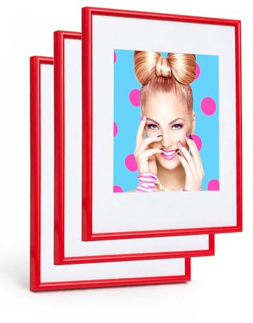 KM FOTO 3er 5er Set Photo Style Set Bilderrahmen Wanddeko Collage Poster Kunststoff Rahmen: Farbe: 3er Pack Rot | Format: 21x29,7 DIN A4