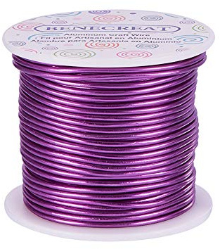 BENECREAT Aluminiumtråd, 12 Gauge (2 mm) 30 m, anodiserad, för smycken, hantverk, pärlor, blombindning, färgad hantverkstråd i aluminium, lila