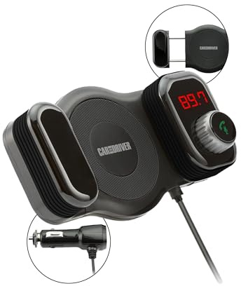 Car and Driver Bluetooth FM Transmitter & Vent Phone Mount – Wireless Audio Adapter with TF Card Slot, Hands-Free Calling, USB Charging Port, Siri Compatible, Universal Car Radio Receiver