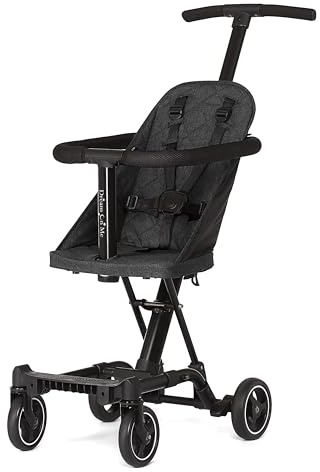 Dream On Me Coast Rider Travel Stroller, Lightweight & Compact Baby Stroller, Theme Park Approved, Book-Folding Design, Adjustable Handle, Soft-Ride Wheels, Converts to Rider & Scooter - Black