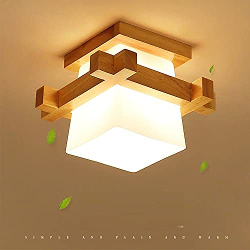 Artpad Simple Japon Tatami E27 Lampe En Bois Hall d'entrée Porche Balcon Plafond Luminaire Verre Plafond Moderne