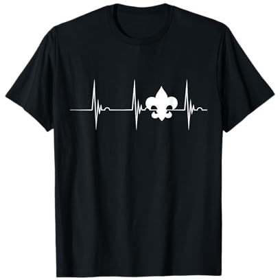 Pfadfinder Scout Lilie Camper Herzschlag EKG Puls Camping T-Shirt