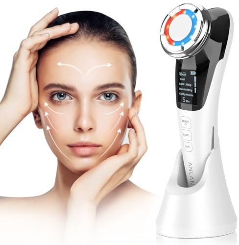 ANLAN Face Massager for Skin Care,Beauty Device Multi Anti-Wrinkle High-Frequency EMS Facial Lifting Toning with Red/Blue Machine,Skin Rejuvenation and Tightening