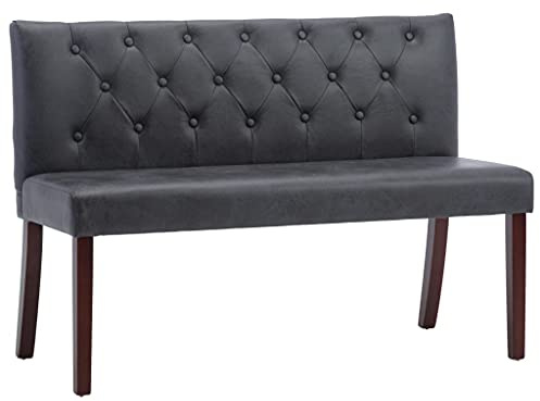 vidaXL Sitzbank mit Rückenlehne Retro-Stil Polsterbank Flurbank Bank Wartebank Wohnzimmer Flur 120cm Grau Wildleder-Optik Gummibeine