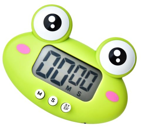 Hemobllo Grüner Multifunktionaler Küchen Kochtimer aus Kunststoff im Lustigen Frosch Design für Haushalt und Kinderlernen Praktischer Küchenzeitschaltuhr für Zuhause