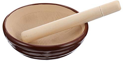 UPKOCH Bol à Broyer Rétro Céramique pour Cuisine et Ustensiles Bol de Broyage Traditionnel