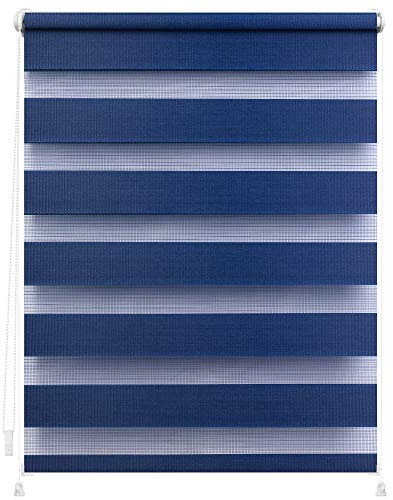 Lichtblick Doppelrollo ohne Bohren mit Verspannung, Trendfarben, stufenlos verstellbar, einfache Montage, für Fenster Blau,45 cm x 150 cm (B x L)