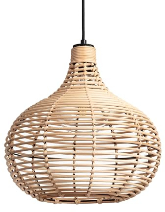 LEDKIA LIGHTING - Lámpara Colgante Ratán Yantai | Diseño Boho-Chic | Compatible con Bombillas LED E27 | Ideal para Salón, Dormitorio, Cocina | Natural, Ratán