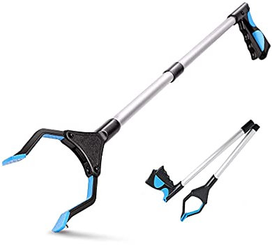 Xhuidz Pinza telescopica,Pinza Prensile in Alluminio,81cm Pinza telescopica Pieghevole,Testa Girevole a 90°,Portatile Raccoglitore di Immondizia per la Spazzatura e i rifiuti