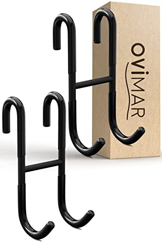 Gancho ovimar para Ducha y radiador Donna en Set de 2 | Acero Inoxidable | Negro | con Recubrimiento de Silicona | toallero | en Pared de Ducha o radiador Redondo para Sujetar Accesorios de baño