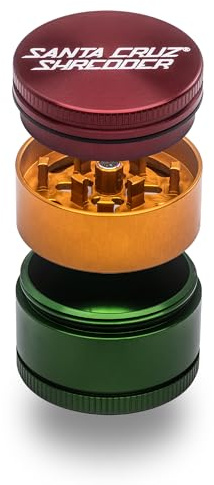 Santa Cruz Shredder Kräutermühle aus Metall, gerändelt, für stärkeren Griff, 3 Stück, klein, 4,3 cm (Rasta)