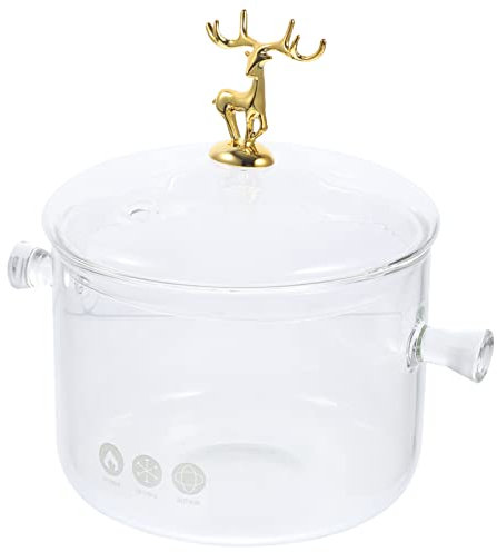 BESTonZON Suppentopf Suppentasse Glas Topf Kochtopf mit Deckel Doppelgriff Glastopf zum Kochen Glasschüssel Salatschale Hitzebeständige Induktion Glaspfanne Glasschale Nudeltopf