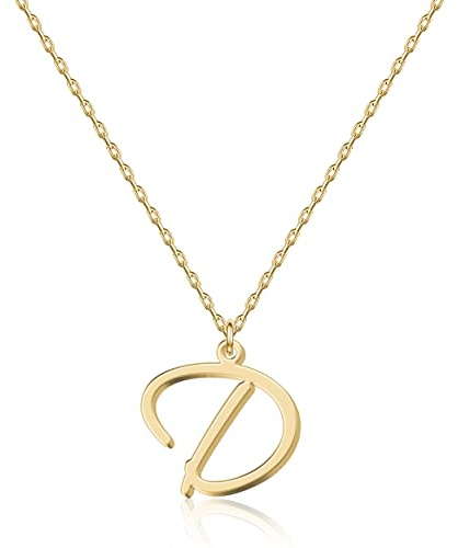 Personalisierte Initialen-Halskette - Handgeschriebener Schriftstil aus Edelstahl - Minimalistischer Schmuck - Nicht verblassend & hypoallergen - Geschenktasche inkludiert - 16 + 2 Verlängerung
