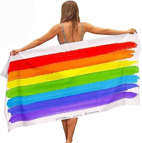 Regenbogen Strandtuch Groß 70x140 cm,Badetücher Microfaser Handtücher, 3D Strandhandtuch,Badetuch Strandlaken Handtuch,Herren Frauen (B,100x200cm)