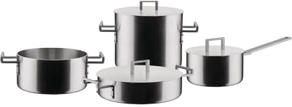 Alessi Convivio DC100S7 - Design Kochgeschirr-Set, 18/10 Edelstahlgriffe mit PVD-Beschichtung, Matte