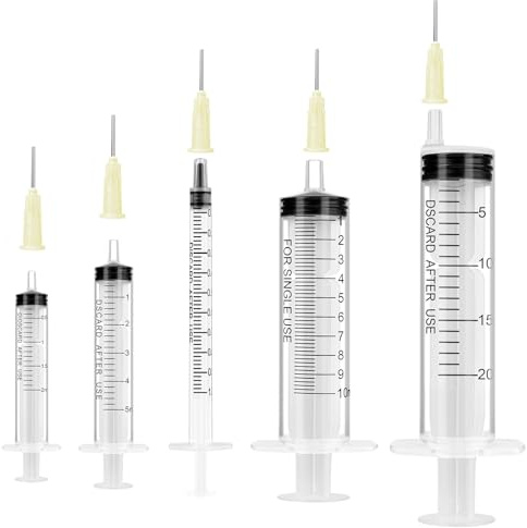 OFFCUP Seringue Plastique, 10pcs Seringue D’alimentation, 1ml 2ml 5ml 10ml 20ml Seringues avec Aiguille émoussée, Seringues de Distribution Liquide pour Animal/Laboratoire/Usage Industriel