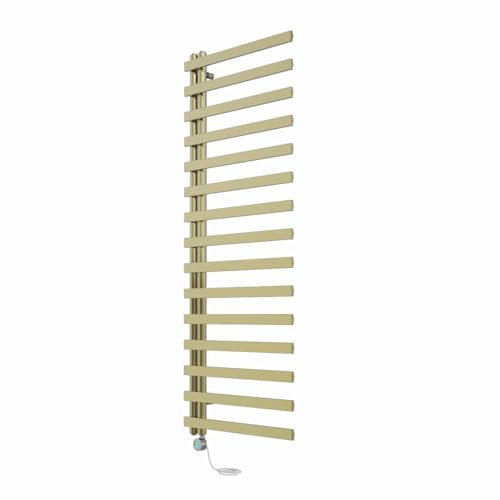 NRG Prefilled Designer Electric Heated Towel Rail Radiator Brushed Brass Thermostatic Bathroom Warmer with LCD Display 1600x600mm - 800 Watt