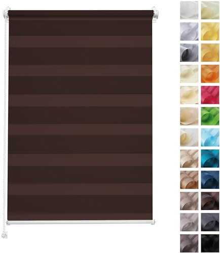 Rettika Doppelrollo Klemmfix ohne Bohren – Schokolade – Breite 80 cm, Höhe 120 cm – Duo Rollo für Innenräume, Sichtschutz Fensterrollo mit Lichtregulierung