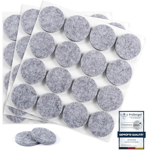 moinkerin 48 Pezzi Feltrini Autoadesivi per Sedie Rotondi 30mm Feltrini per Mobili Pesanti 5mm Thick filtrini sotto la sedia Pavimenti in Legno Antigraffio e Riduzione del Rumore Grigio