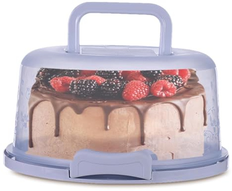Bvizyelck Kuchen Transportbox Rund Kuchenbehälter Mit Deckel Transparent Tortentransportbox Mit Griff Tragbarer Runder Tortenbox Tortenglocke Anthrazit Tortenbehälter Für Kuchen, Kekse, Nüsse