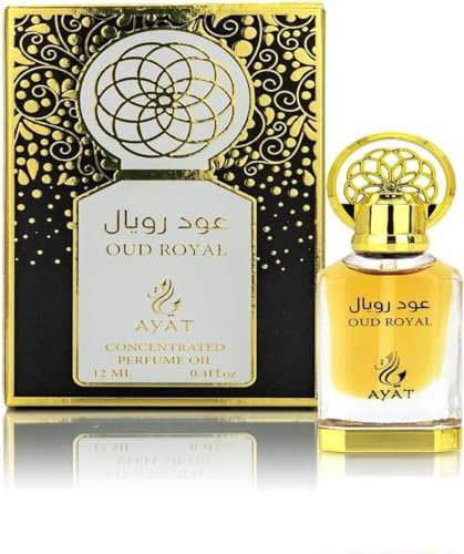 AYAT PERFUMES – Huile de Parfum 12 ml Extrait de Parfum Oriental Arabian Odeur Longue Durée Musc Halal Oud Naturel Ambre Sans Alcool Pour Homme et Femme - Fabriqué à Dubaï (Oud Royal)