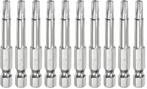 sourcing map 10pcs T25 Security Torx Bit 1/4 Hex Shank 2 Long S2 Steel Magnetic Tamper Resistant Star Bits Screwdriver Torx Head with Hole for Driver Drill Bits Remove Fastening Screws