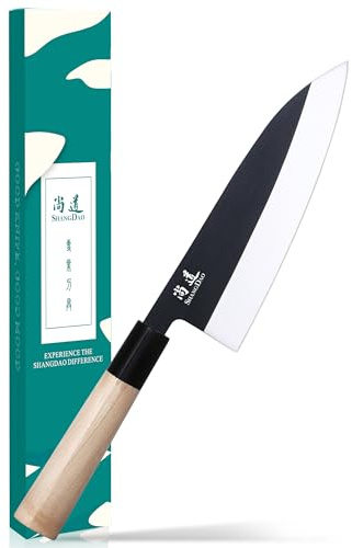 SHANGDAO 7 Inch Deba Knife - Japanese Style Forging German Steel Fish Salmon Fillet Knife with Traditional Wooden Handle