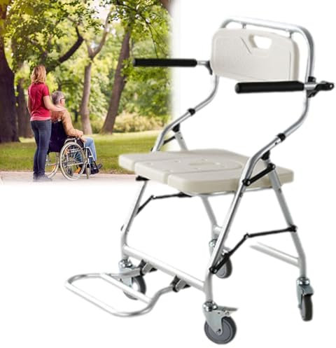 vanenferse Sedia per Doccia Anziani Pieghevole, Sedia da Doccia con Schienale E Braccioli Estraibili, Seggiolino per Vasca da Bagno Anziani, Carico 150 kg, Non Sono Necessari Strumenti