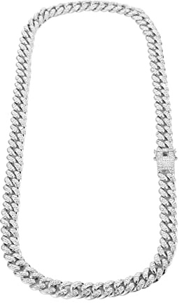 Calefee Herren Kette Iced Out 50 cm, Halskette Frauen Panzerkette 12,5mm Breit Hip Hop Ketten für Anhänger