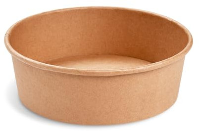 LogiPack GeRo, 50 pezzi insalatiera con coperchio, 1100 ml. Ciotole rotonde in cartone resistente, ideali come stoviglie monouso per snack, insalate, feste e confezioni alimenti.