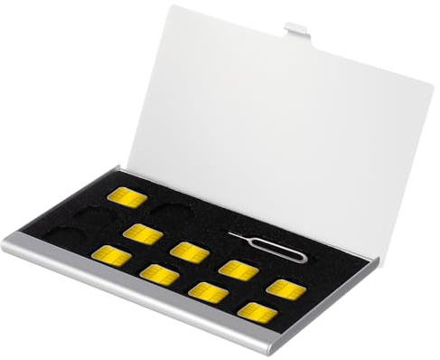 TEHAUX Organizador De Tarjetas Sim De Aluminio Compacto con Ranura para Aguja Soporte De Almacenamiento para Números De Teléfono Pequeño para Casa Y Oficina