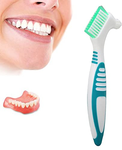 Spazzolino per Dentiere, Spazzola di Pulizia Protesi, Set di Spazzolini per la Pulizia delle Dentiere, Spazzola per Protesi Rimozione della Placca Pulizia Efficace Previene il Calcolo Dentale
