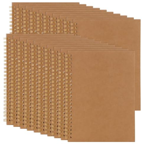 LDHHYH 20 Stück A5 Spirale Notizblock, 60 Blatt Kraft Cover Notizbuch A5, Spirale Notizblocks kariert, Notizbuch Kraftpapier, Notizblock Mit Spirale für Schule, Tagebuch, Notizen