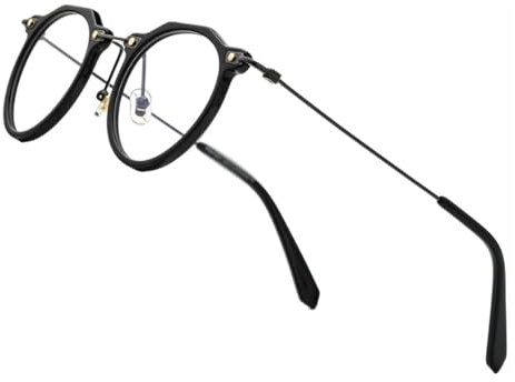 YTGHBIML Rahmenbrille Runde Brillengestelle, Acetat- und Titan-Brillen, Damen-Polygonal-Brillengestell, stilvolle, transparente Herren-Brillengestelle Mode