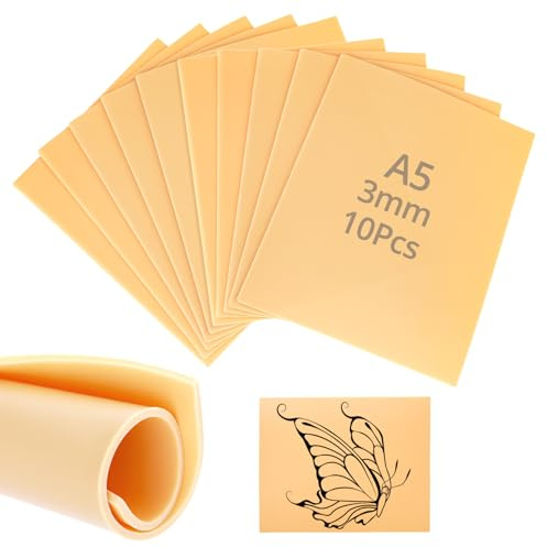 QWORK® 10 Piezas piel sintética para prácticas de tatuaje A5, piel de tatuaje de silicona de 3 mm, utilizables por ambos lados, para tatuaje, cejas y delineador